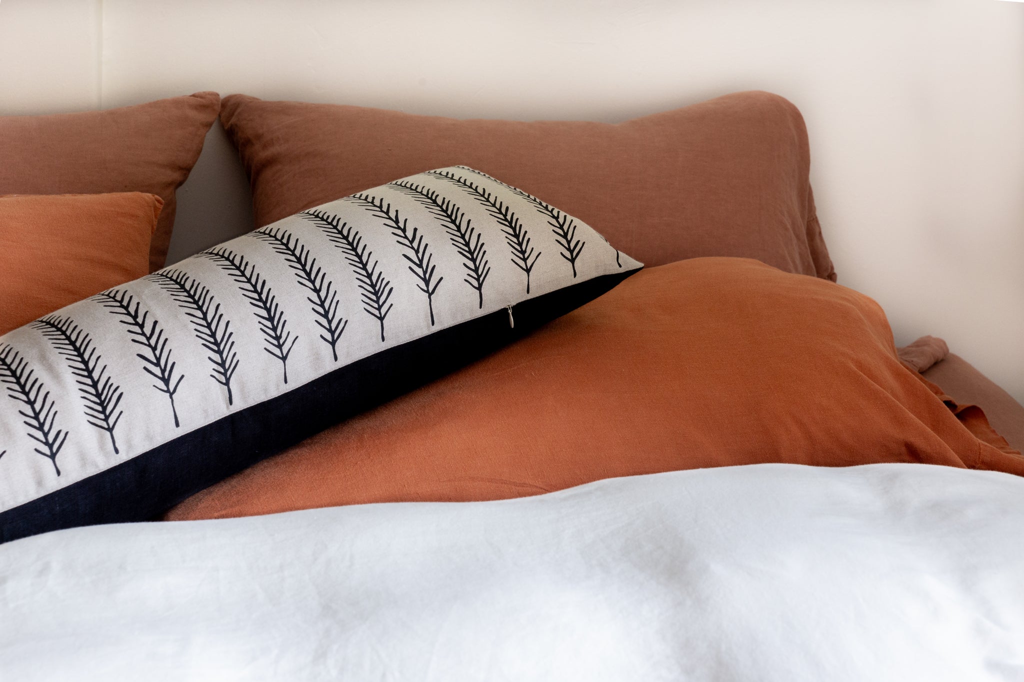 LONG Feather Lumbar Pillow | Linen • 48