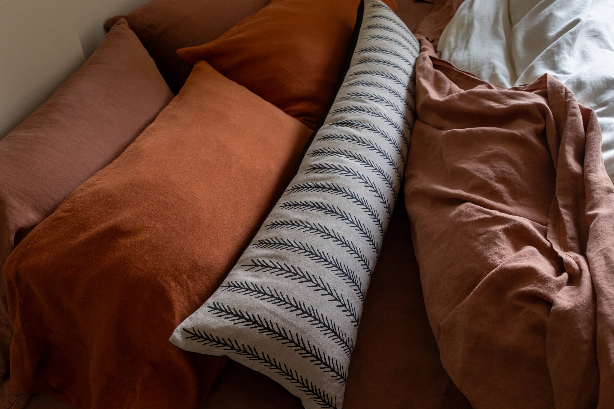 LONG Feather Lumbar Pillow | Linen • 48