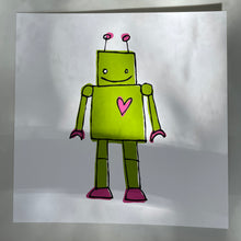 Load image into Gallery viewer, Green Robot Screen Print | White Paper
