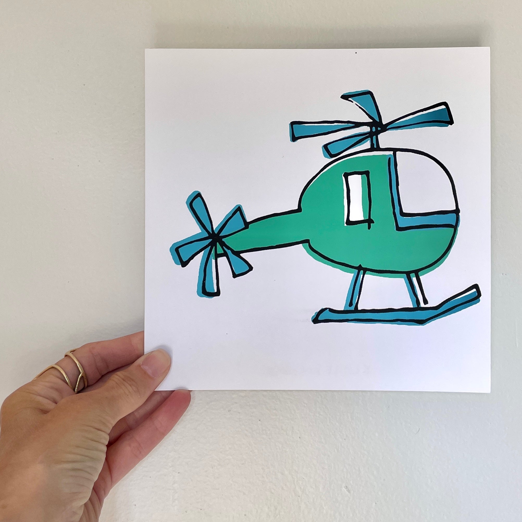 Helicopter Screen Print | White Paper