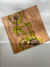 Load image into Gallery viewer, Lime Green Bicycle Screen Print | Paper Thin Wood Veneer
