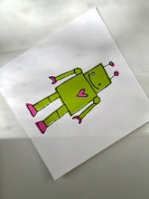 Load image into Gallery viewer, Green Robot Screen Print | White Paper
