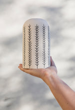 Load image into Gallery viewer, Round Top Fringed Feather Vessel | 3.74 x 7.5
