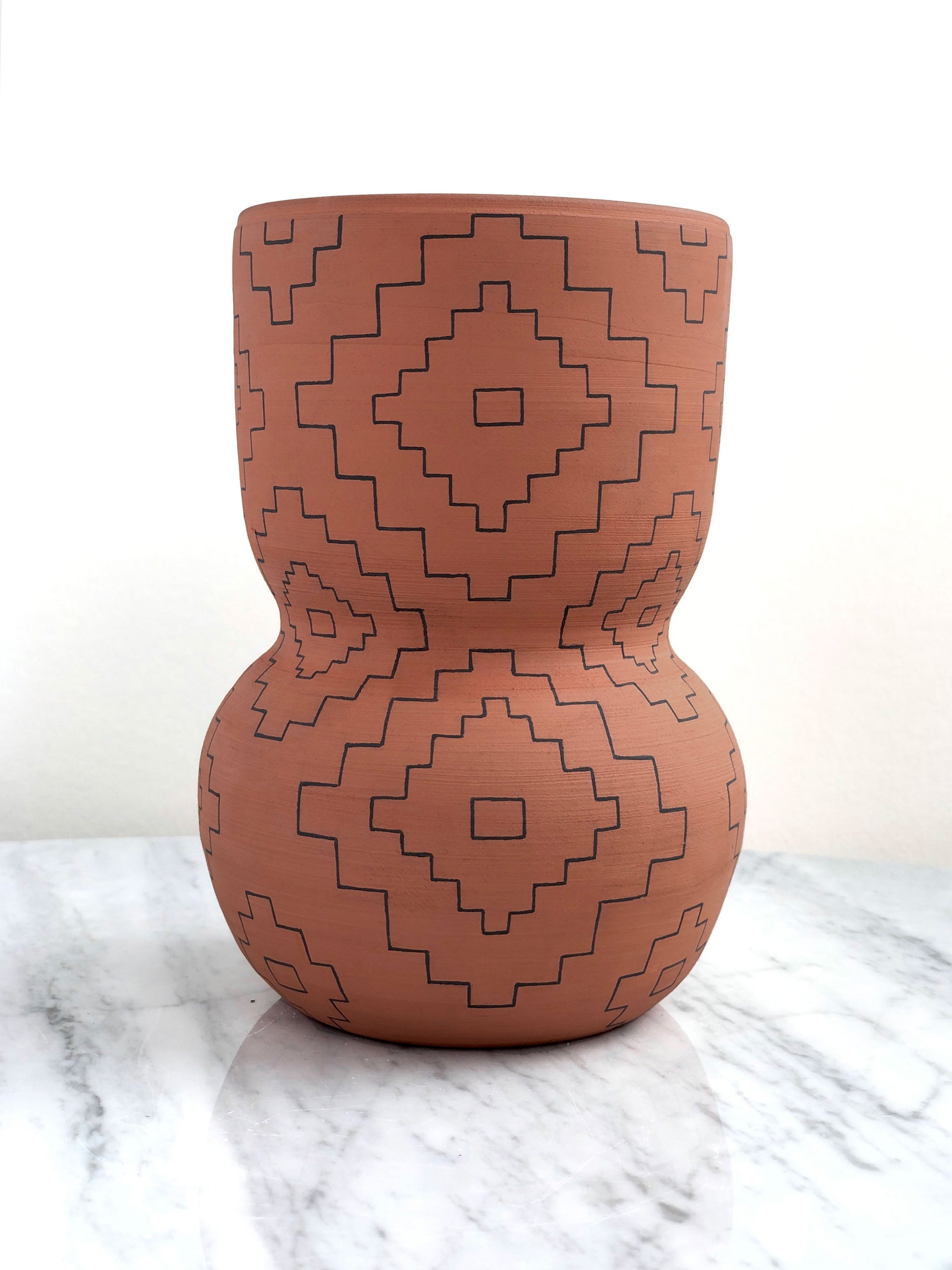 Rounded Vessel Geo Southwest Terracotta | Little Korboose x Nikkie Stutts Ceramics