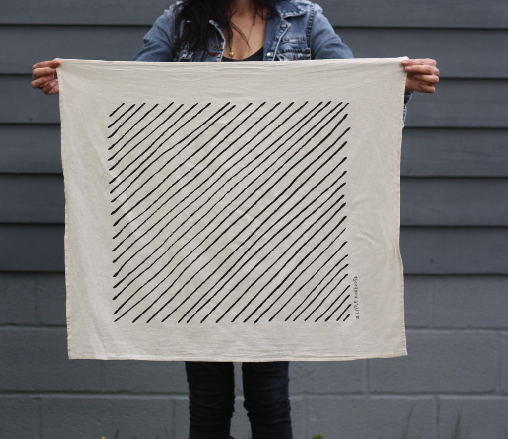 Diagonal Stripe Organic Cotton Tea Towel 